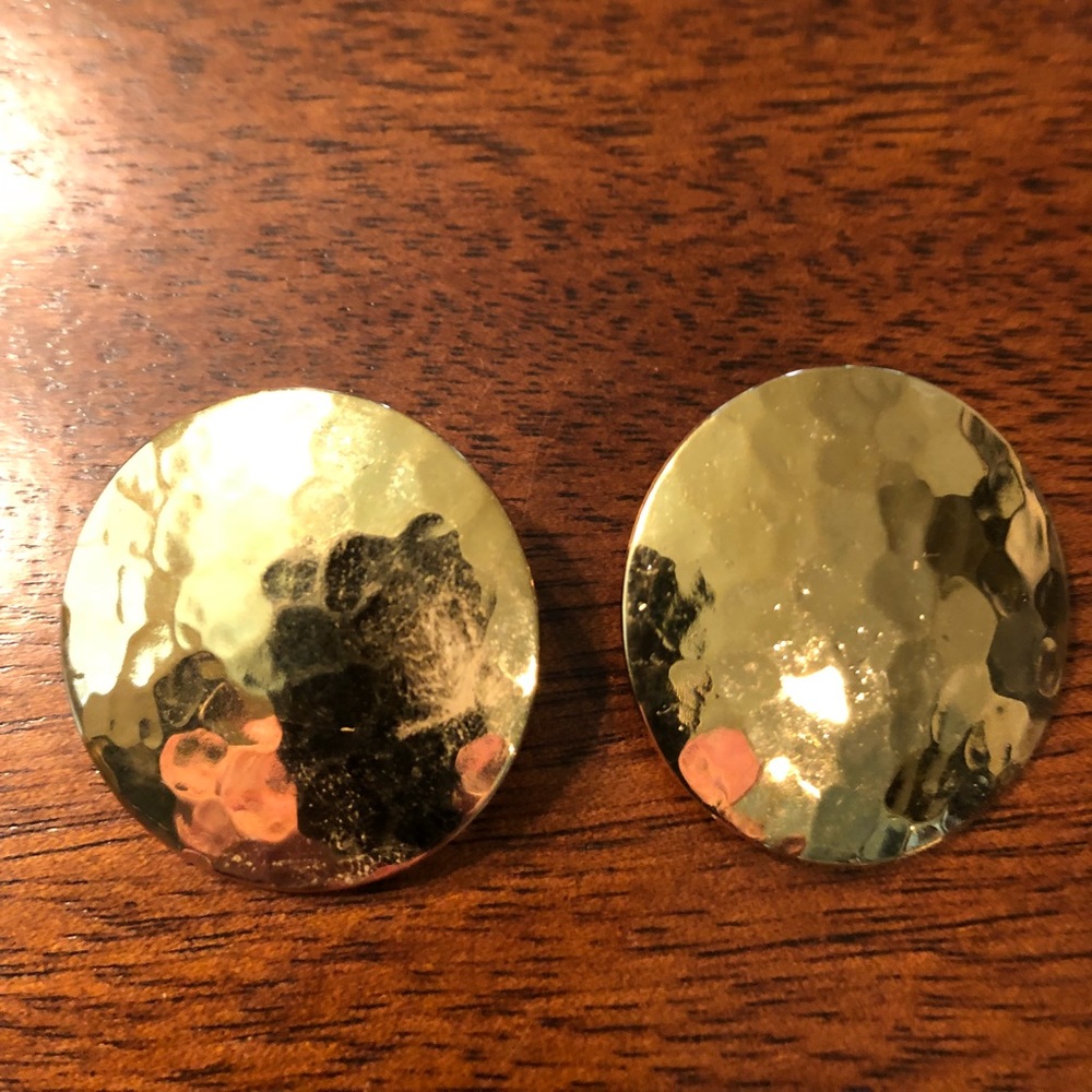 Gold hammered metal earrings